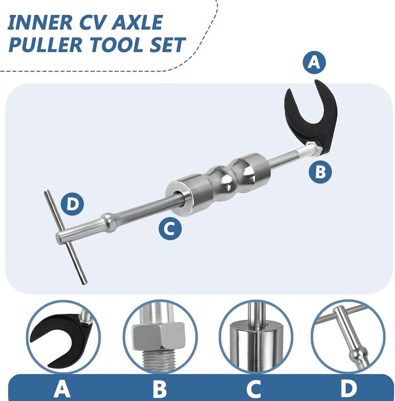 Bicos Inner CV Axle Puller Tool Set with 5/8"-18 Slide Hammer & Adapter Front Wheel Drive Axle Puller Slide Hammer Set - Image 3